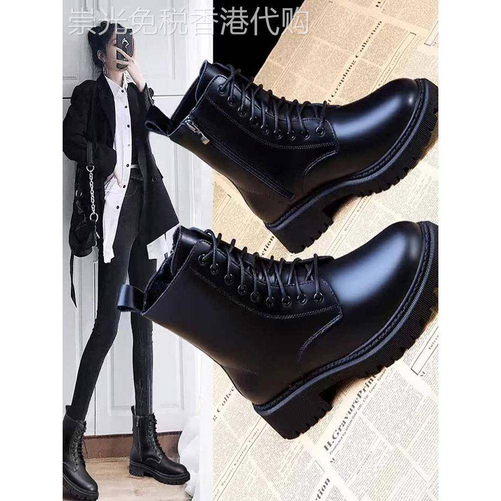 内增高厚底马丁靴女款2025年新款春秋靴子英伦风软底百搭短款单靴