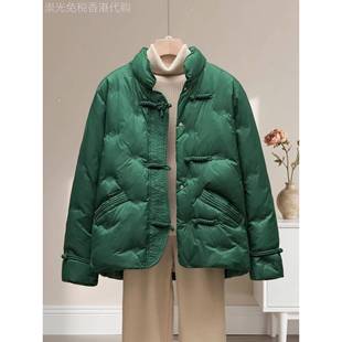 潮牌中式轻薄羽绒服女短款小个子2025冬季新款妈妈装国风覆古外套