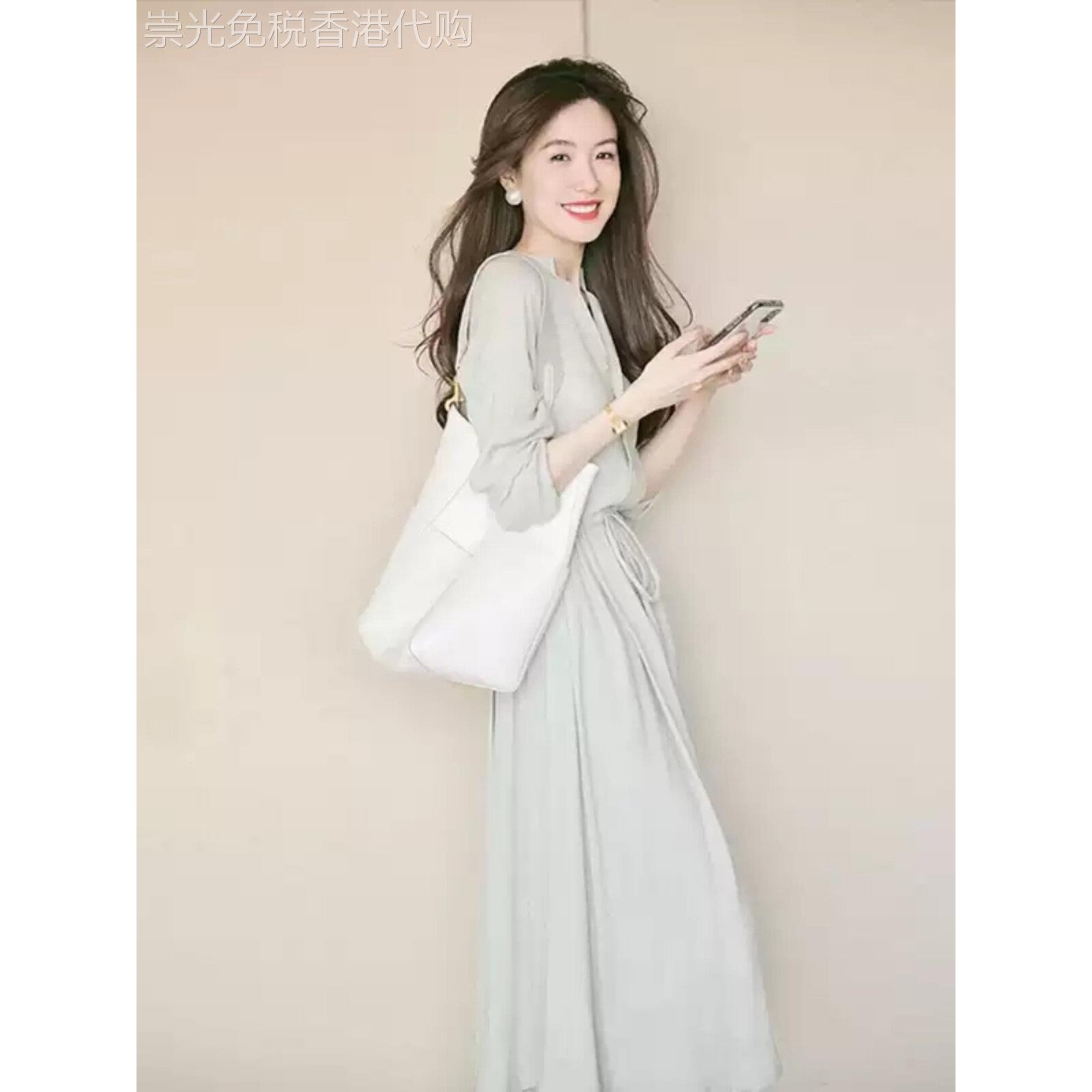 欧洲站早秋新款法式茶歇女神范洋气甜美超仙女通勤收腰显瘦连衣裙