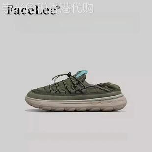 FaceLee日本设计师联名款2026年春季新款复古军绿色布鞋鞋带系带