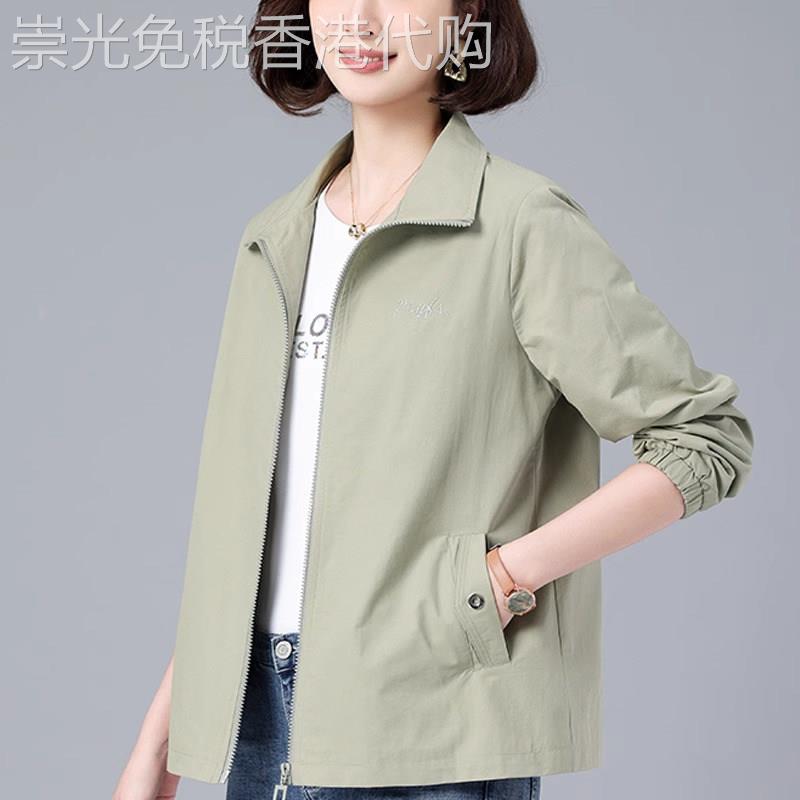 潮牌短外套女2025春秋新款中年妈妈休闲减龄宽松薄款纯色夹克上衣