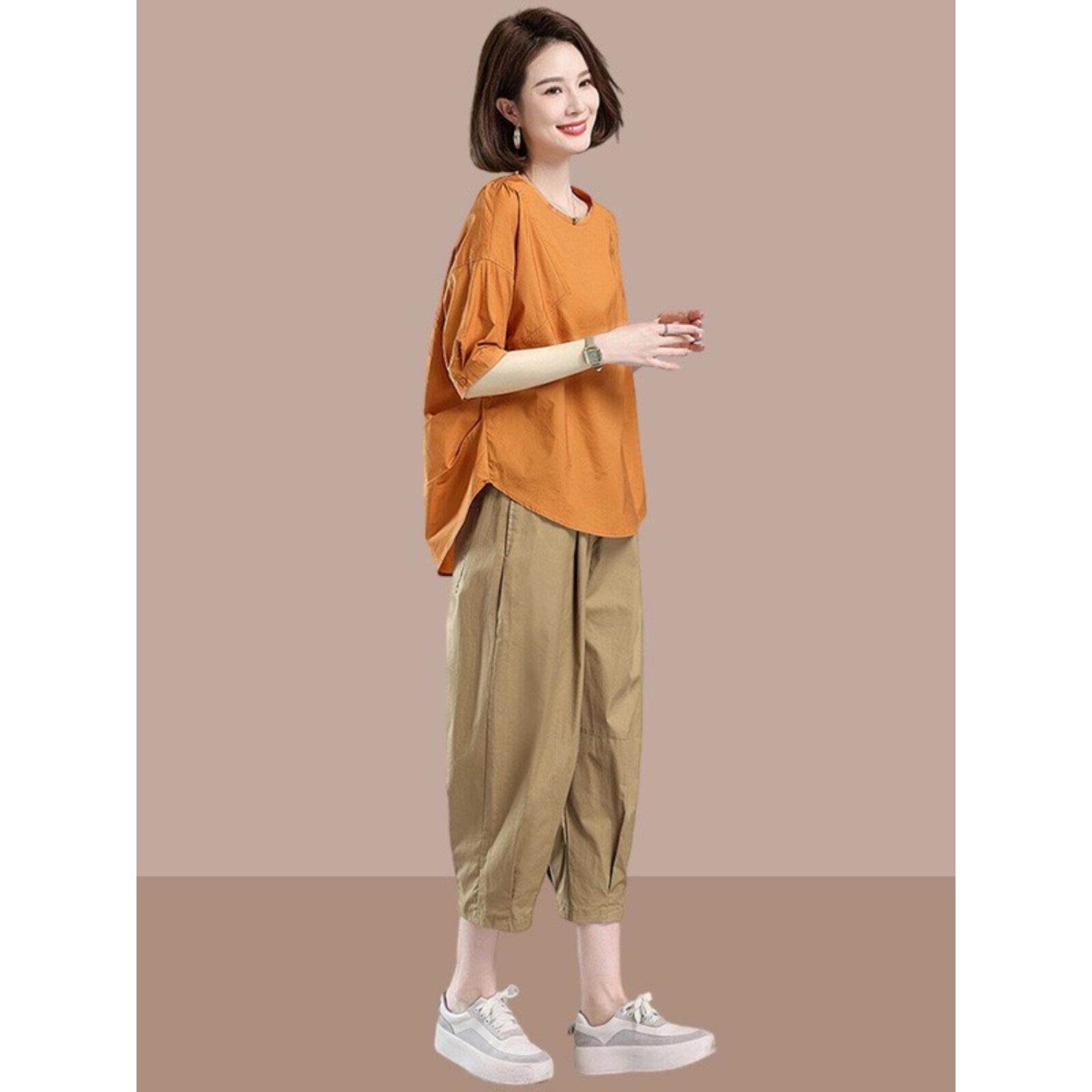 时尚休闲套装女性2025年夏季新宽松瘦身容易匹配加码女性减龄两件