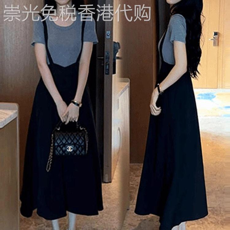 班奈悦洋气时髦减龄背带裙女夏季新款高腰显气质吊带中长款连衣裙