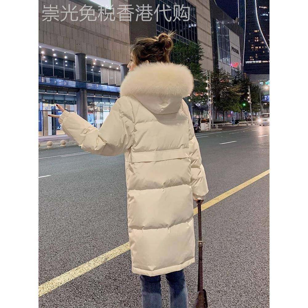 白色中长款羽绒服女2025冬季小个子白鸭绒显瘦狐狸毛领加厚外套