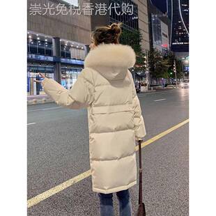 白色中长款羽绒服女2025冬季小个子白鸭绒显瘦狐狸毛领加厚外套
