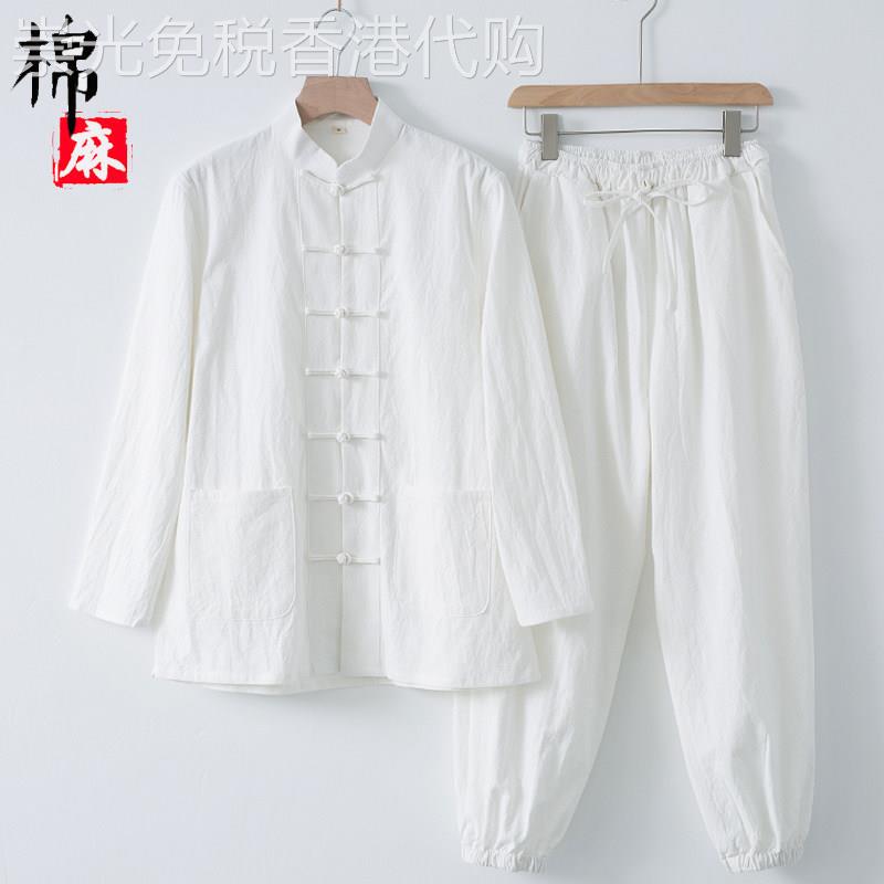 中国风棉麻禅服茶服套装男士中式复古佛系古风打坐晨练唐装居士服