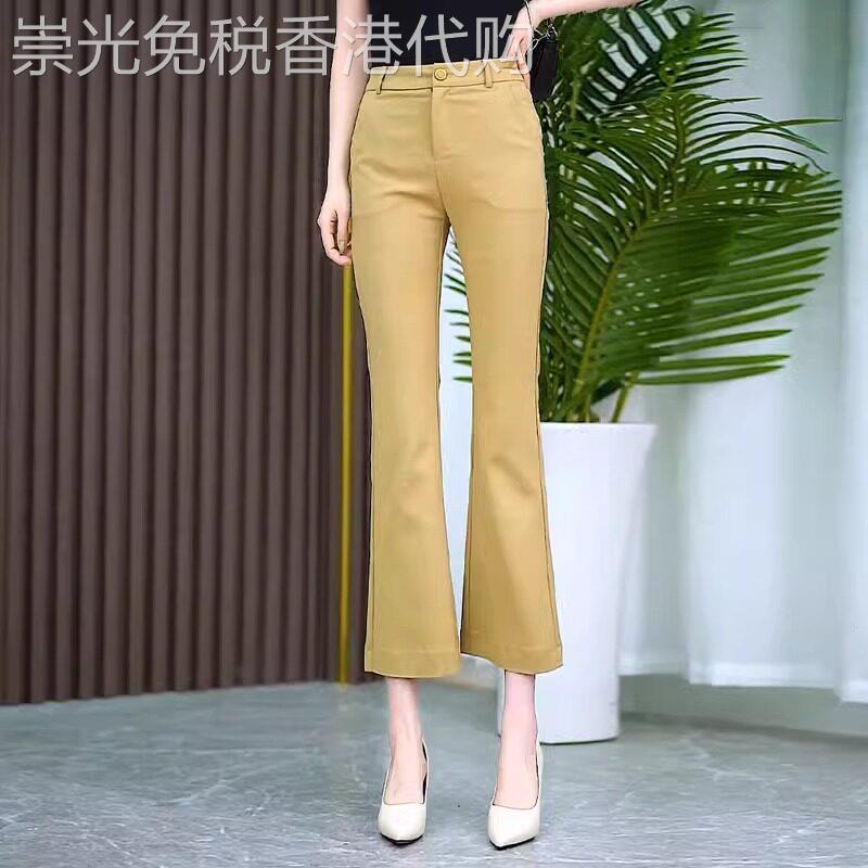潮牌微喇裤女夏季薄款2026新款高腰修身百搭休闲九分西装微喇裤子