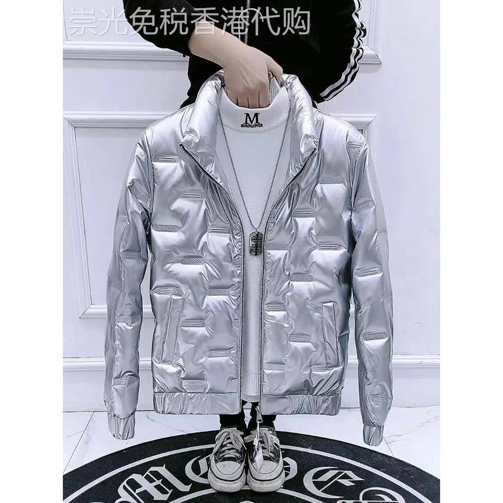 香港2025亮面男士羽绒服轻薄短款轻熟风冬季外套立领修身韩版夹克