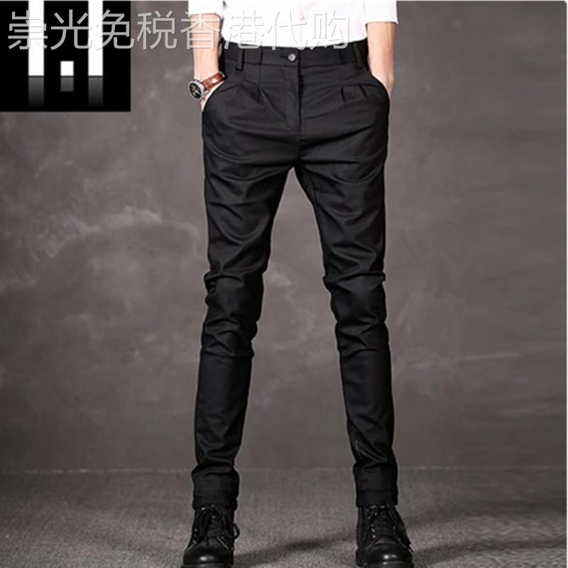 新款免熨烫修身黑色双褶西裤男韩版潮流百搭高端商务休闲 长裤子