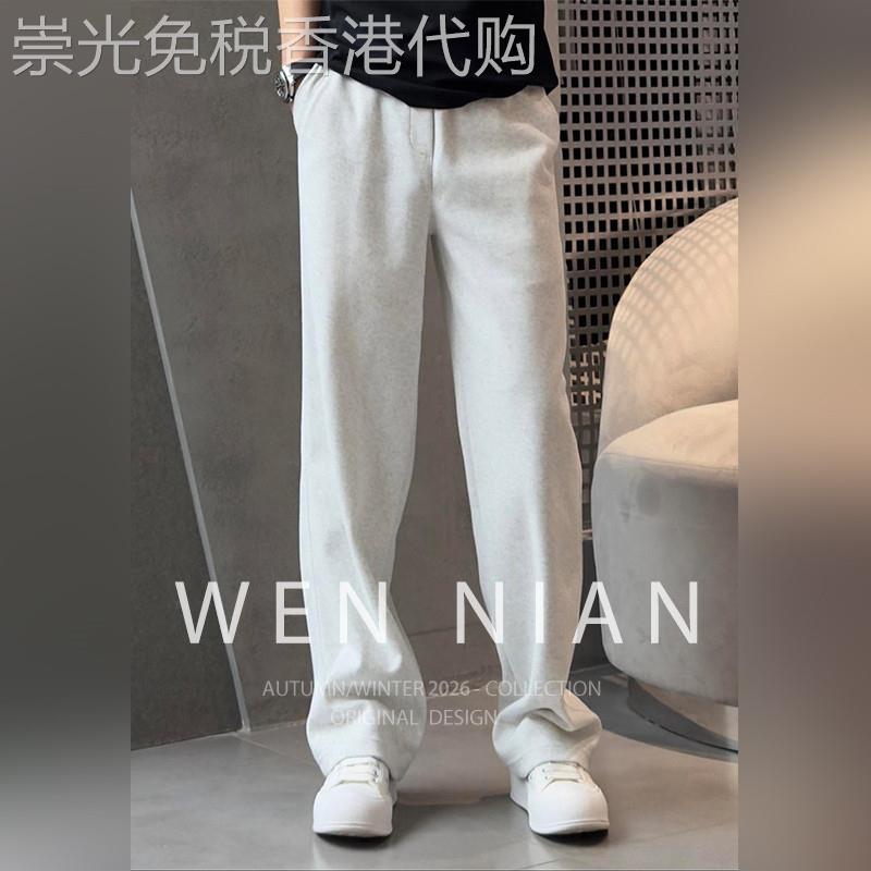 韩国WEN NIAN欧货简约直筒休闲裤男2026夏季轻奢宽松阔腿运动卫裤