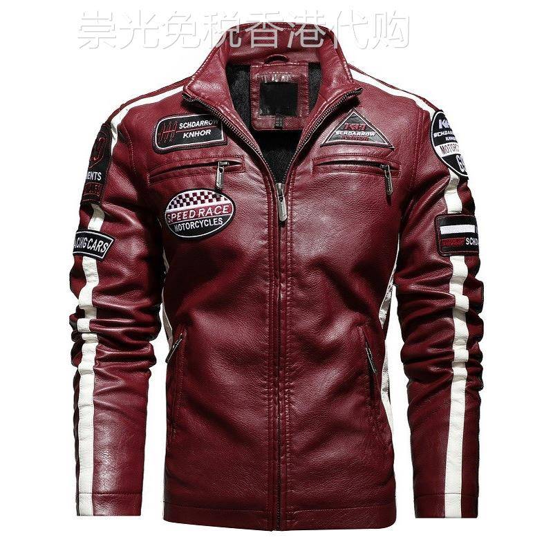 加绒加厚欧美大码真皮皮衣男士修身绵羊皮软皮夹克机车服骑行服潮