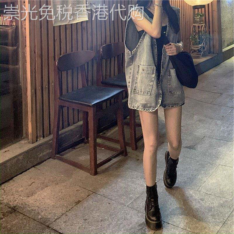 牛仔马甲外套女早秋2026欧货小衫bf学生工装外搭无袖背心马夹上衣