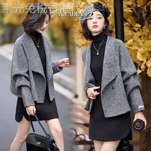 香港欧货2024冬新款气质高级感百搭时尚洋气减龄双面呢大衣外套女