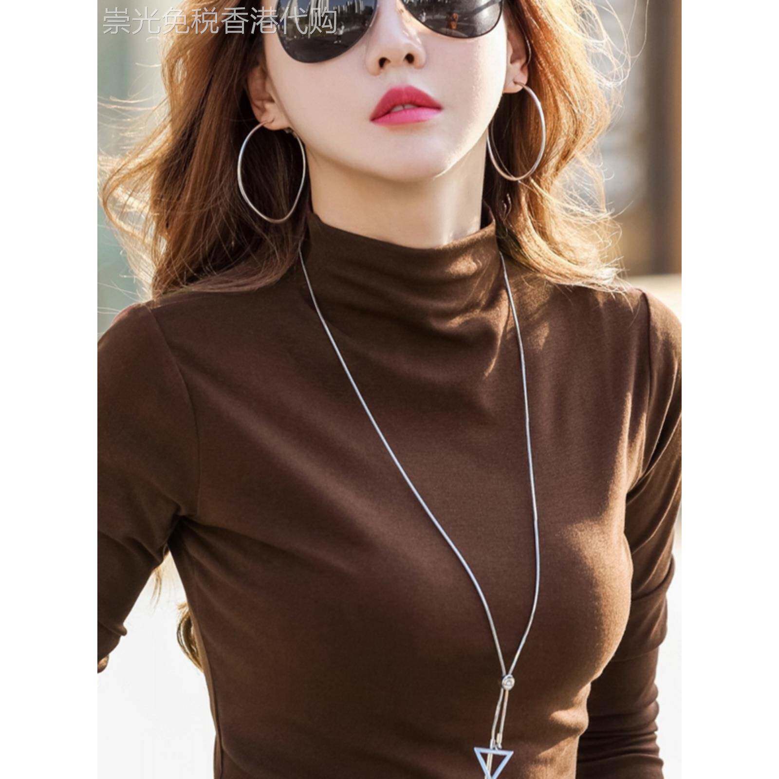 ITMI香港高端品牌半高领咖色打底衫女2025新款正品高档轻奢高级感