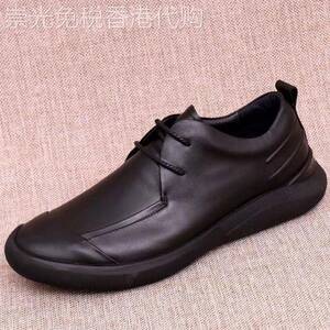 IT ins潮牌商务皮鞋男秋季头层牛皮软底系带拼接一脚蹬休闲乐福鞋