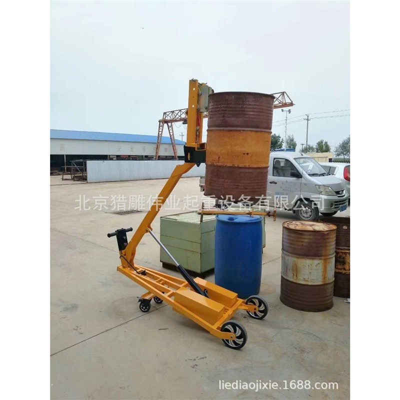 电动液压装卸f车厂家手动液压油桶升高车折叠液压小型吊臂叉车