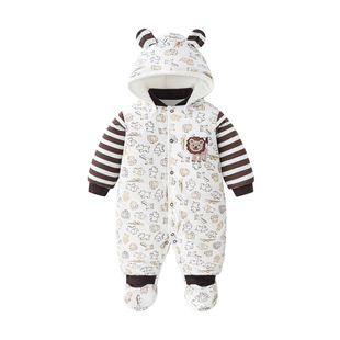 婴儿衣服秋冬套装男宝宝连体衣冬装冬季外出包脚女新生儿加厚棉衣