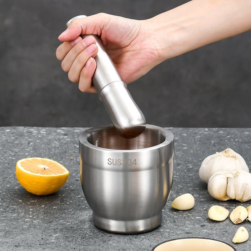 304不锈钢捣蒜器家用蒜臼子中药捣药器捣碎罐石臼研磨器擂钵研钵
