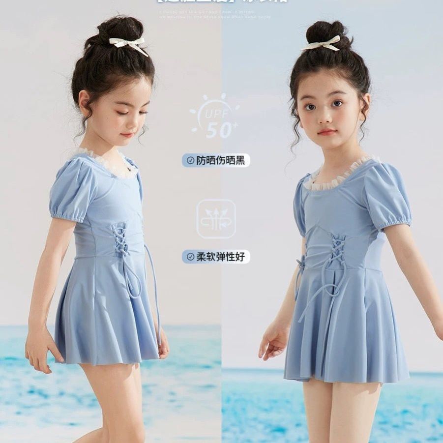 夏装儿童夏季2025新款女童装韩版休闲防晒连体泳衣泳装平角比基尼