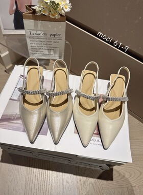 2026春新款外穿尖头包头凉鞋女气质配裙子高跟鞋细跟水钻一字带女