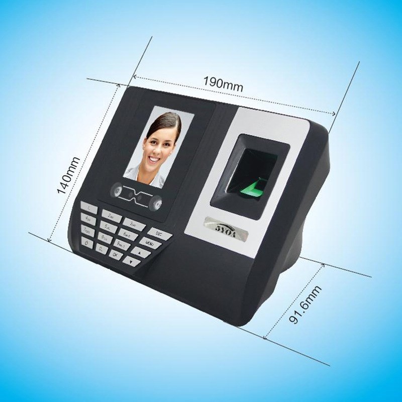 指纹人脸识别考勤机打卡机面部人免软件QU盘出报表 有英文