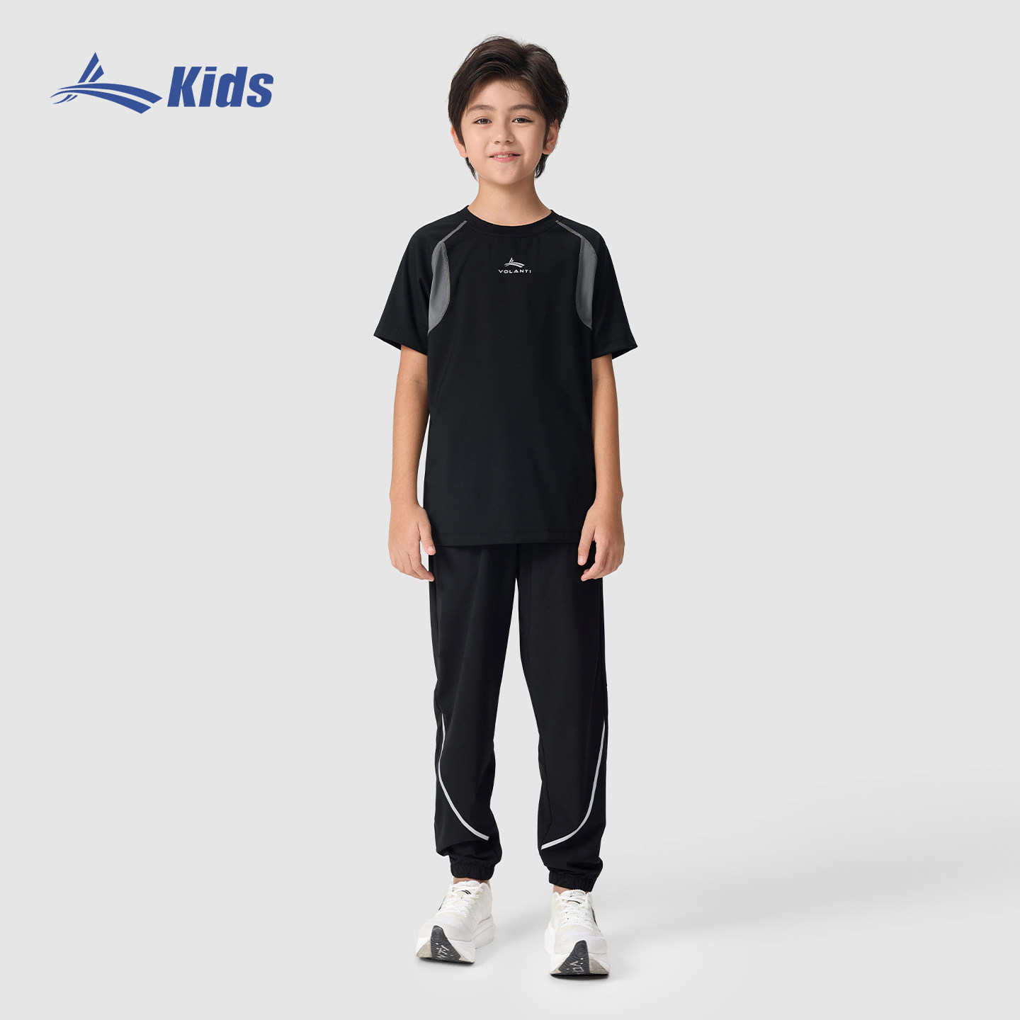 沃兰迪Kids Dry FIT日常户外跑步舒适童装细腻亲肤弹力九分束脚裤