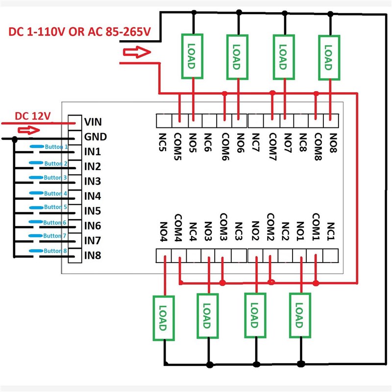 12V 8路通道数码管多功能延时LED时间定时继电器W电源时序器马达