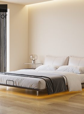 artcolor悬浮床感应灯带钢架床骨架小户型2024年新款双人无床头床