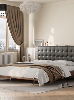 artcolor/侘寂风黑色悬浮床简约纳帕真皮床2024新款床主卧床