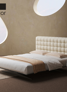 artcolor/2024新款纳帕真皮LAGO悬浮床侘寂风钢架床云悠悠意式床
