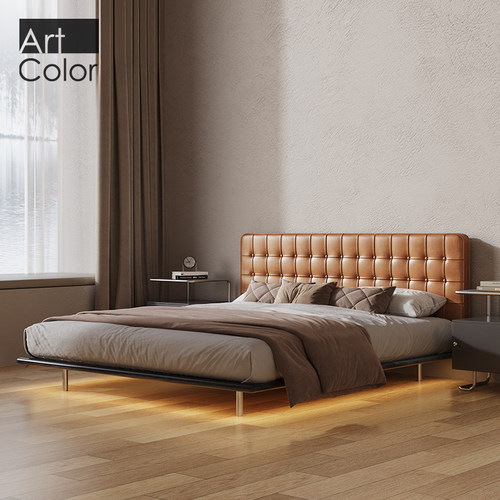Artcolor头层牛皮真皮床