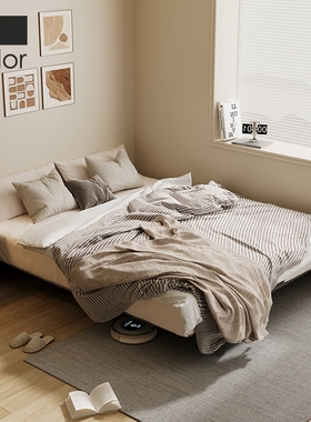 artcolor悬浮奶油侘寂风小户型2024年新款无床头碳素钢架床架简约