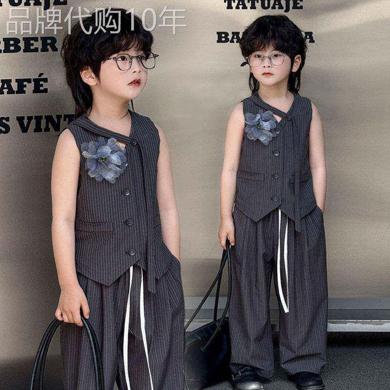 韩国Uamtor花童男童礼服套装夏季痞帅风韩版西装马甲时尚生日礼服