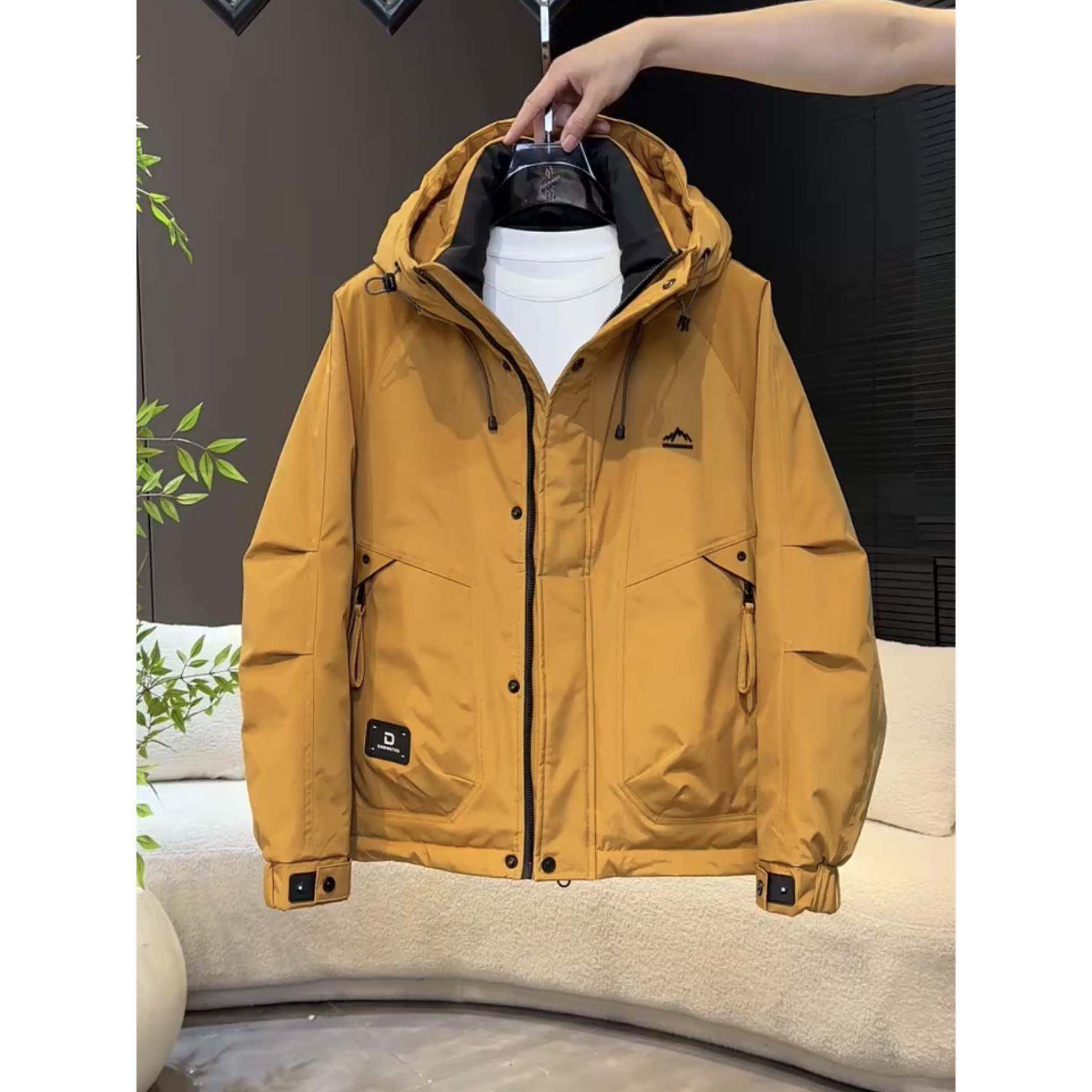 代购防寒羽绒服男士短款冬季新款宽松户外工装鸭绒保暖外套冲锋衣