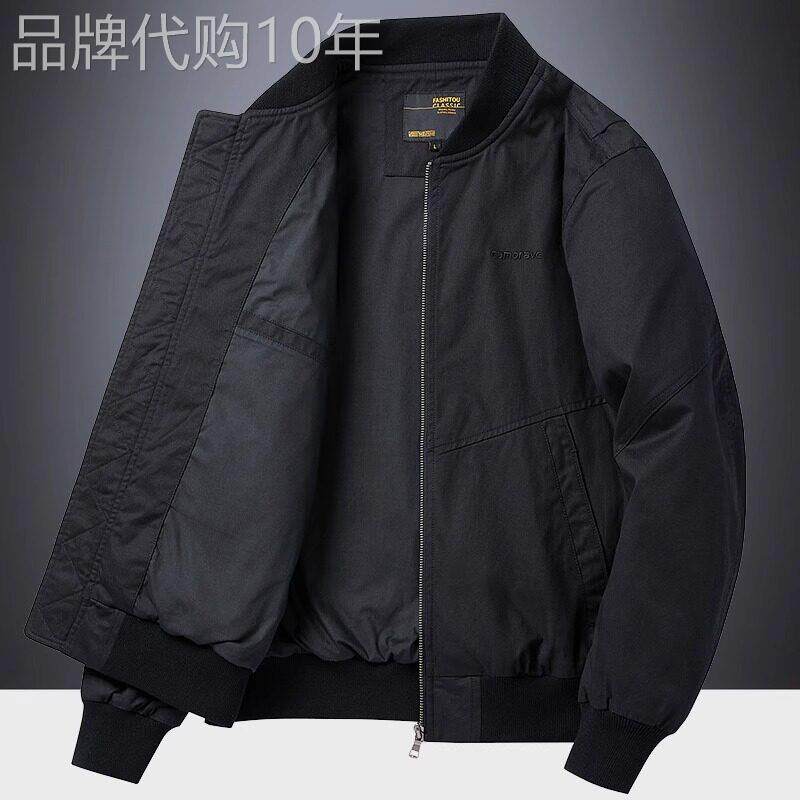 时尚品牌飞行夹克男士秋冬天鹅绒美式休闲棒球领纯棉宽松工作夹克