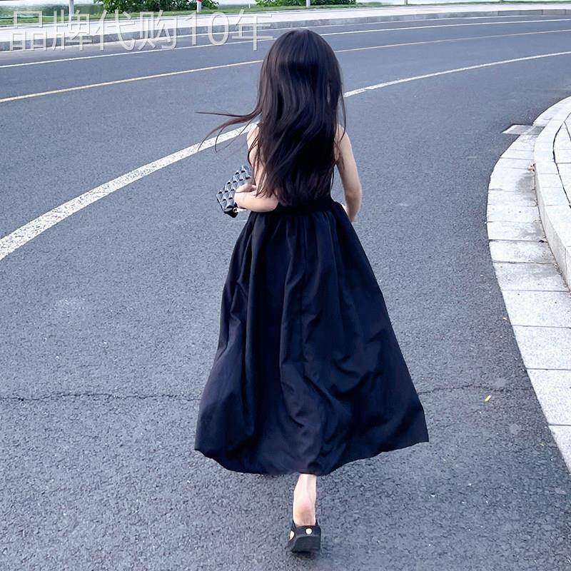 潮牌1212女童连衣裙夏季儿童小黑裙休闲针织长裙女大童无袖裙子潮