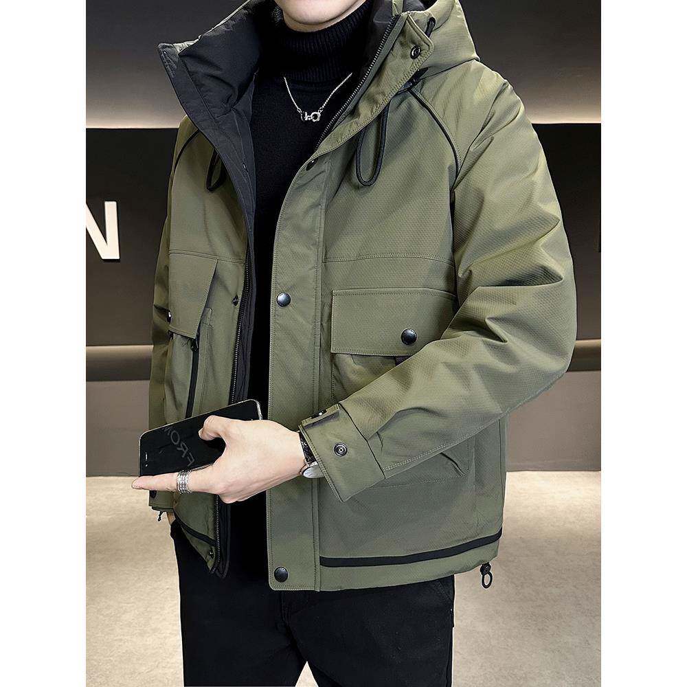 高端美式防寒羽绒服男白鸭绒加厚工装冲锋衣外套2025冬季新款潮牌