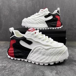 潮牌男鞋春秋季新款款百搭高级感运动休闲鞋隐形内增高厚底老爹鞋