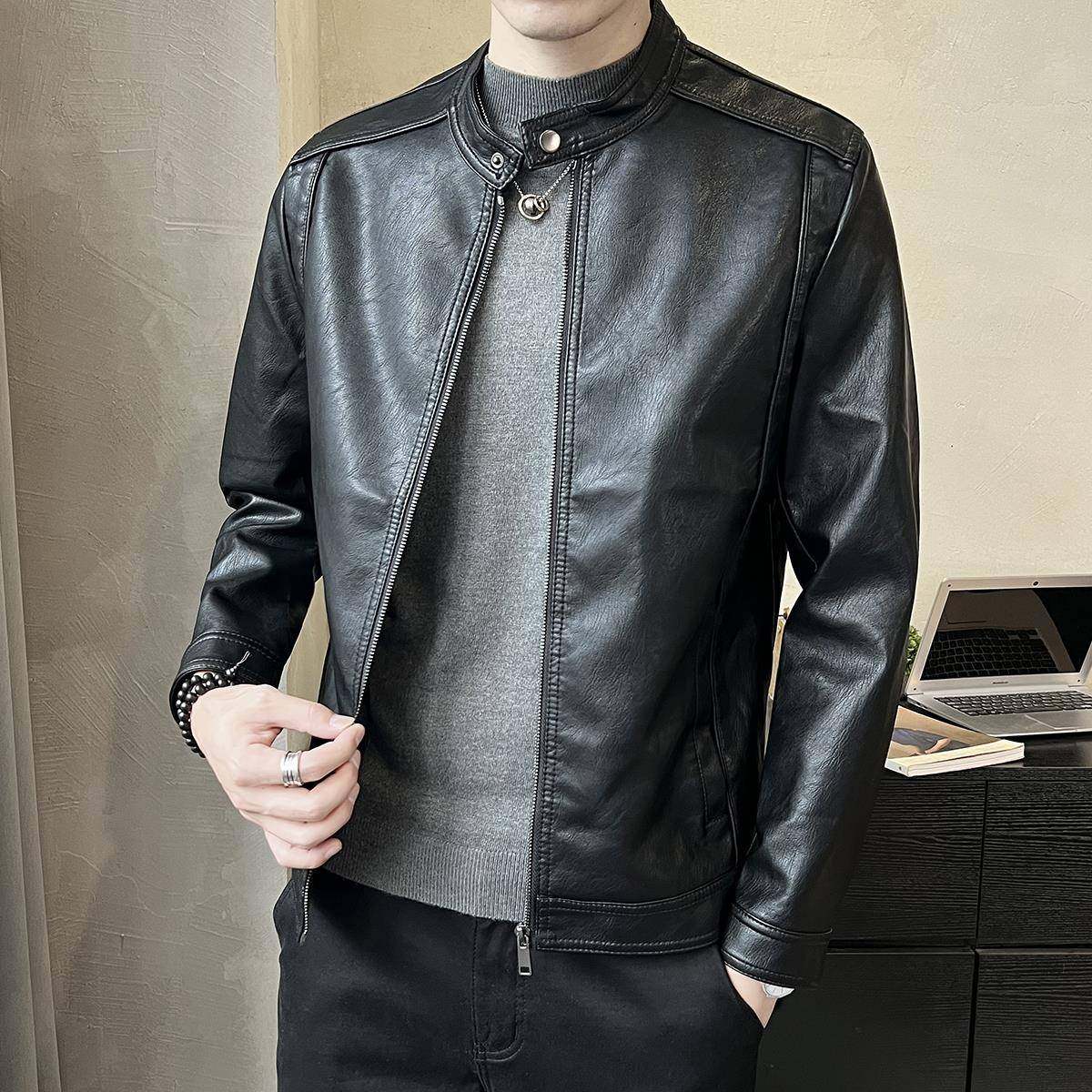 真皮皮衣男士秋冬季帅气高级感休闲短款立领机车皮夹克外套大码潮