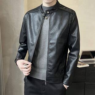 真皮皮衣男士秋冬季帅气高级感休闲短款立领机车皮夹克外套大码潮