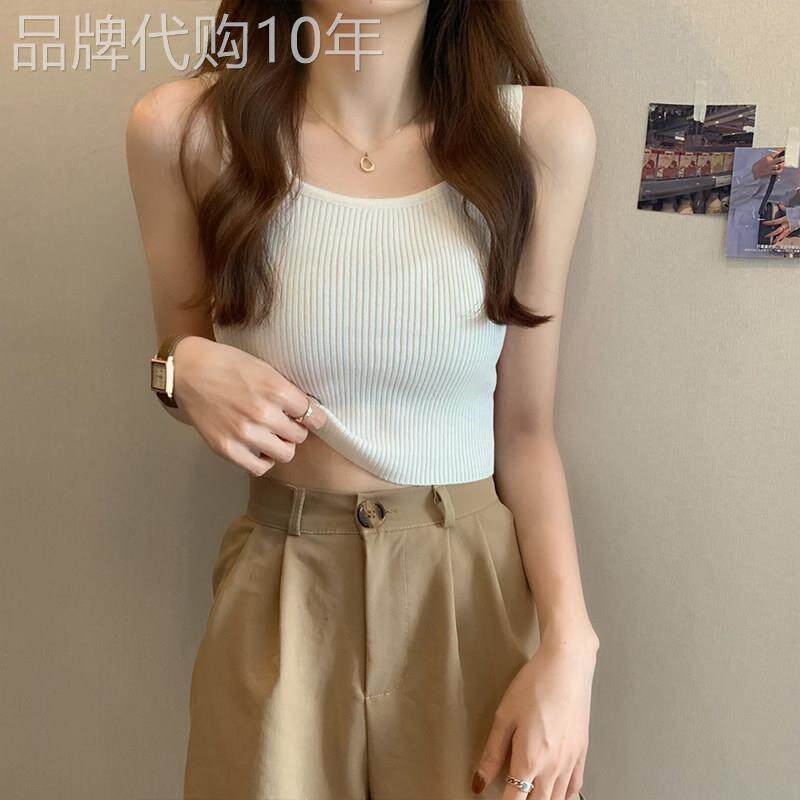 潮牌冰丝针织吊带小背心女内搭2025夏季美背修身外穿短款打底上衣
