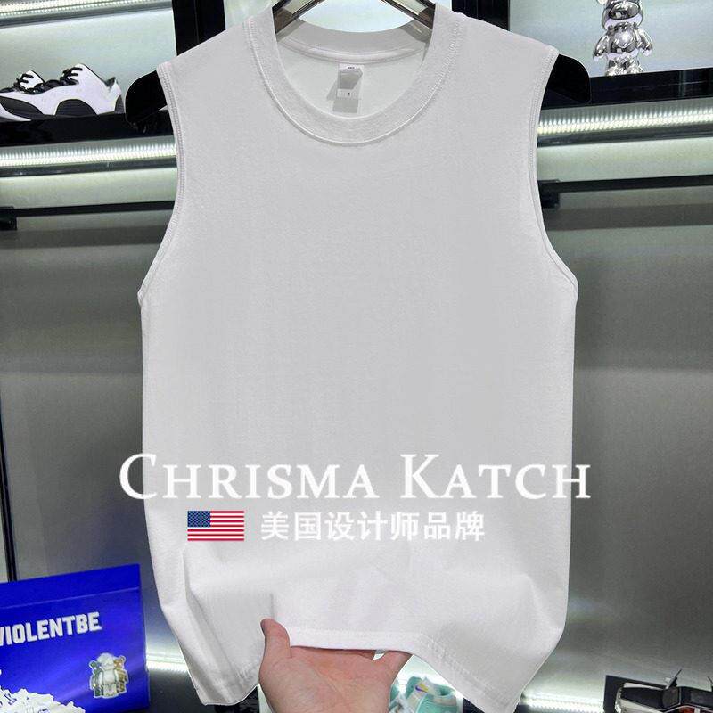 出口美国⭐Chrisma Katch~无袖T恤男夏外穿坎肩背心男士打底上衣