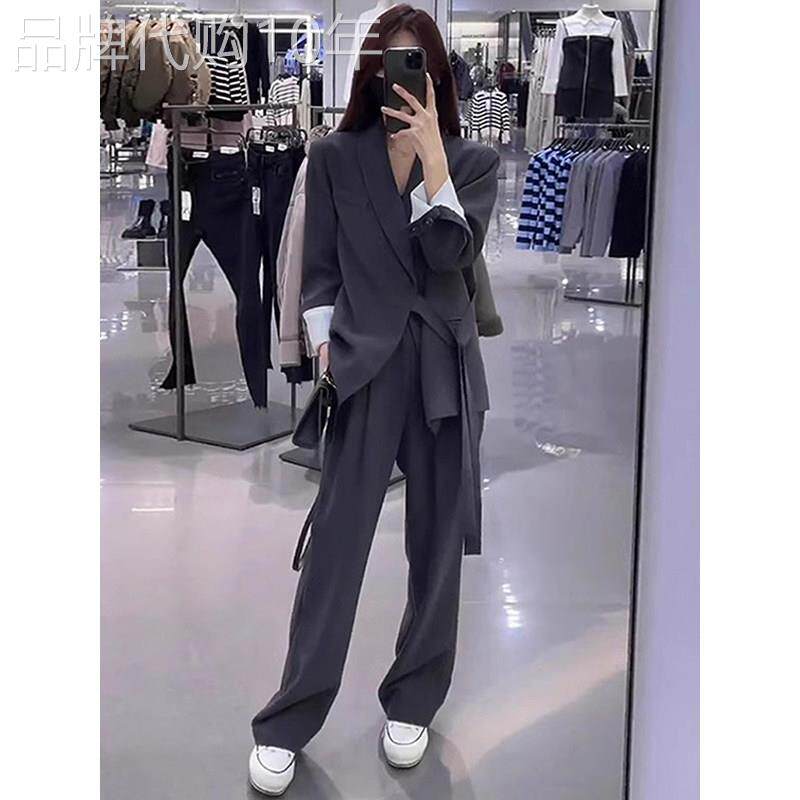 高级感灰色西装套装女2025春秋季新款御姐范西服外套阔腿裤两件套
