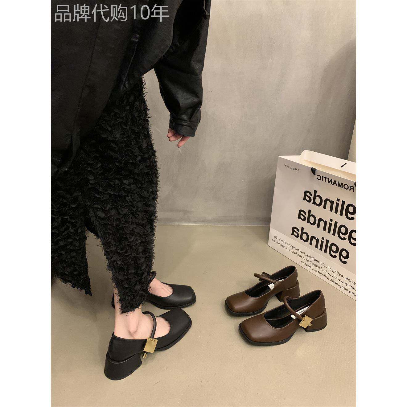 时尚品牌法国覆古玛丽简鞋Jk小皮鞋春秋韩式高跟鞋平底鞋女鞋黑色