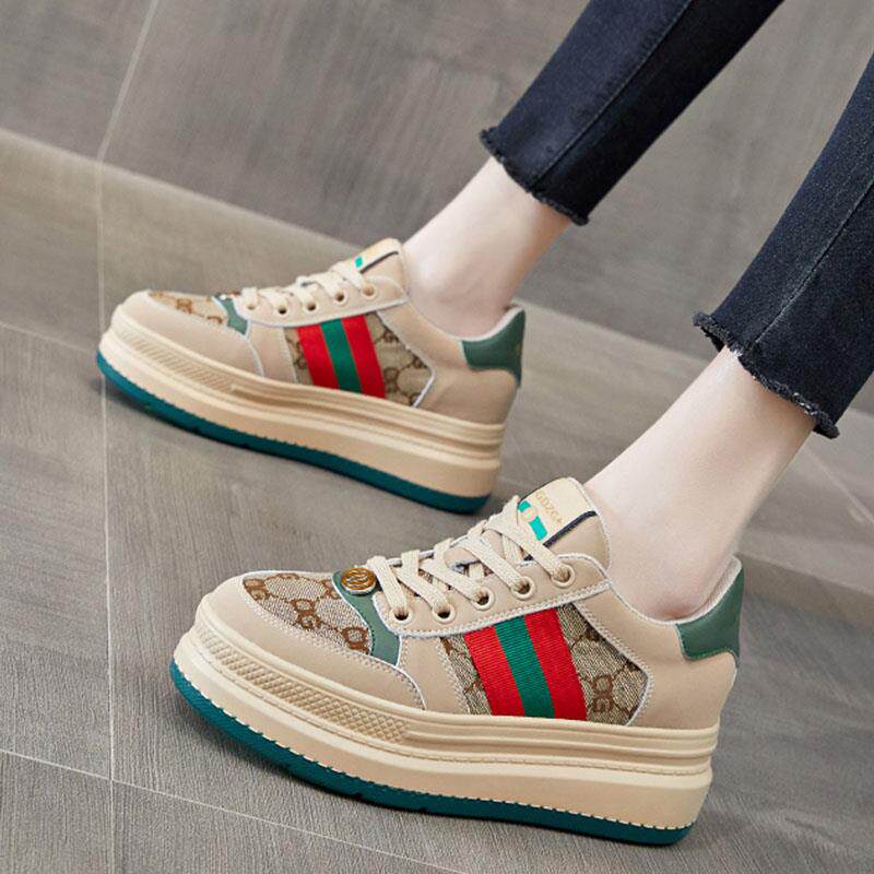 代购内增高女鞋2025春秋百搭厚底ins潮板鞋网红爆款休闲帆布鞋子