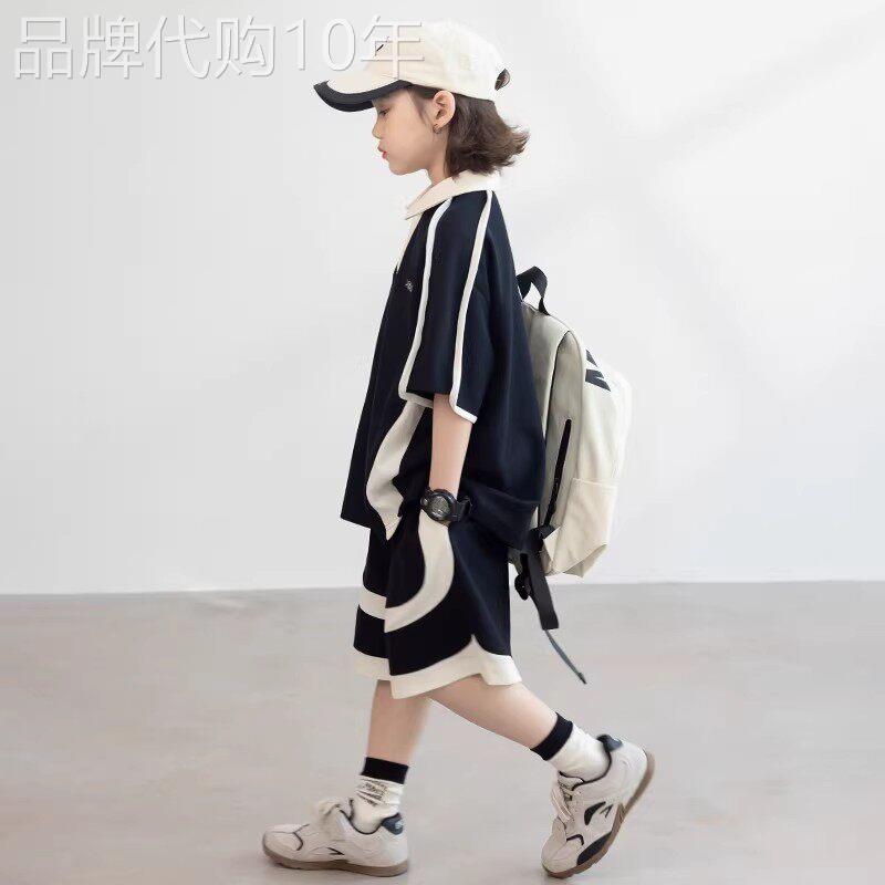 法国男童夏装套装2026新款中大儿童装时髦薄款夏季短袖男孩两件套