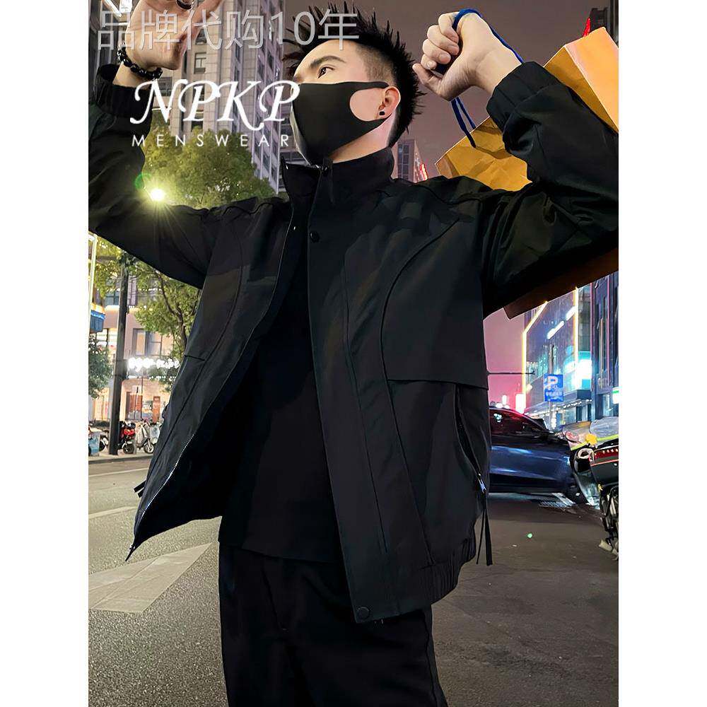 黑色立领夹克外套男春秋季2025新款商务休闲痞帅上衣潮牌工装褂子