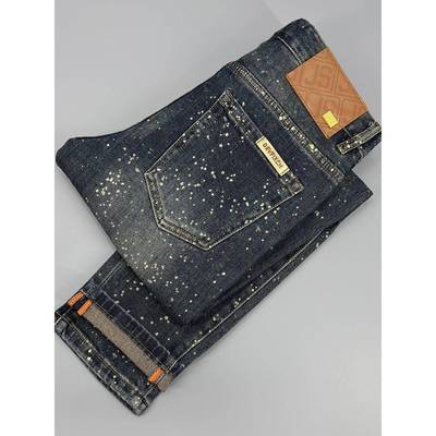 高端轻奢欧货牛仔裤男2025新款秋冬季潮牌时尚个性泼银修身小脚裤