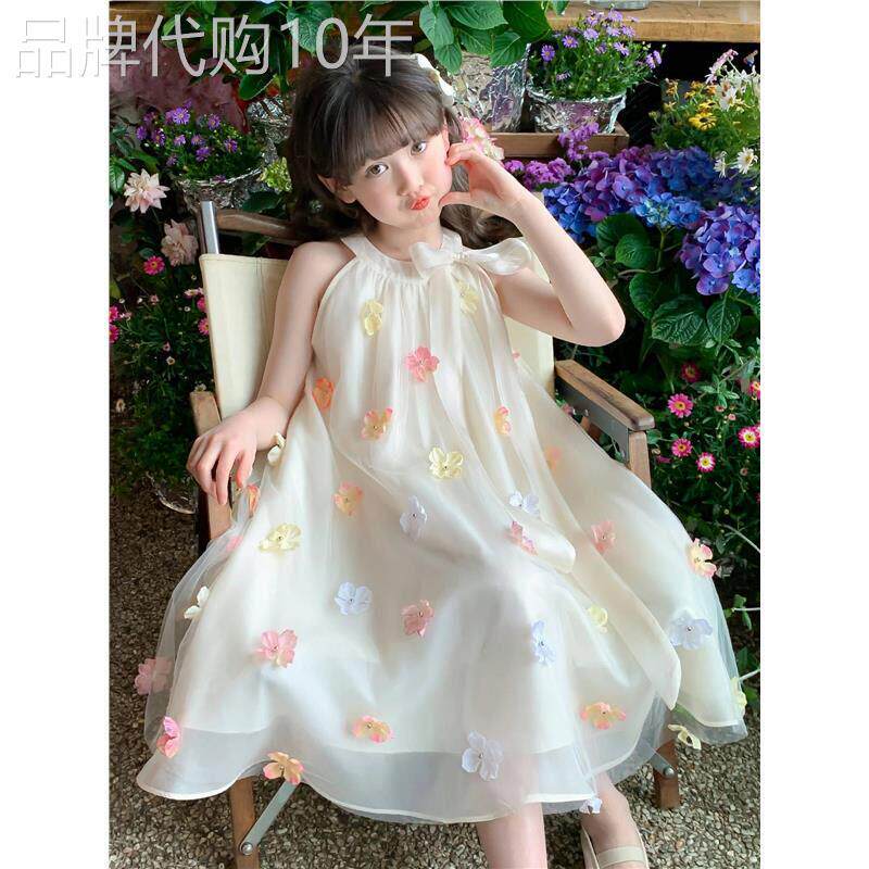 英国DGKP女童洋装夏季2026新款儿童洋派甜美小清新网纱背心裙子