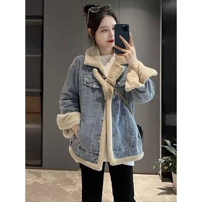 欧洲站两面穿牛仔外套女冬季新款百搭宽松小个子短款加绒保暖棉服
